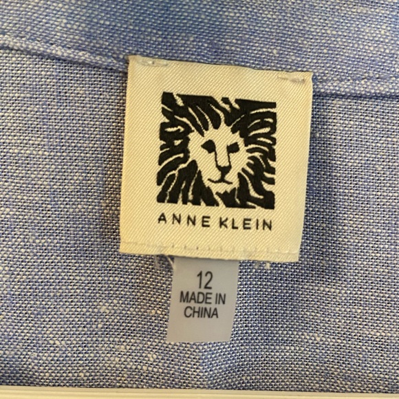 Anne Klein Linen/Viscose blend, light blue Dress, Beach Cover, Caftan, Size 12 - Picture 2 of 10